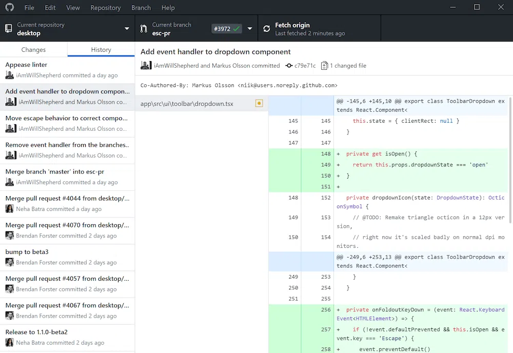 github desktop screenshot