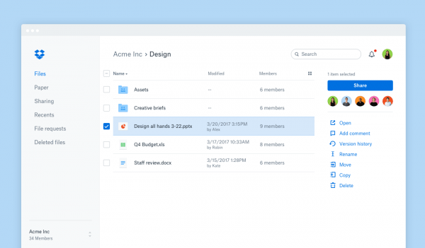 dropbox paper timeline