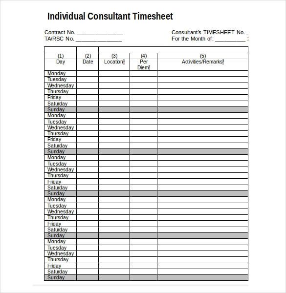 Pages Timesheet Template Database