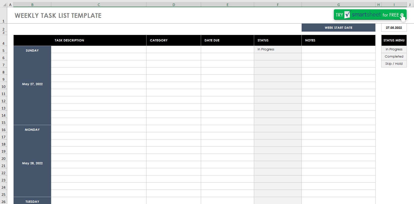 Microsoft Excel Daily Planner Template For Your Needs