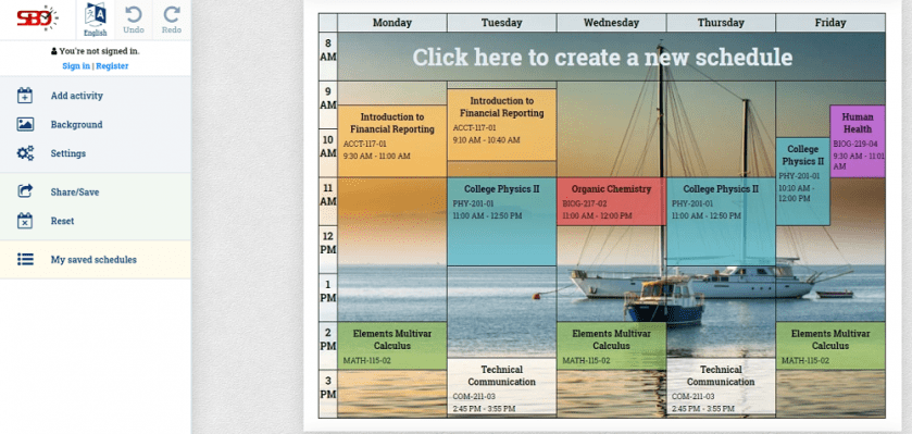 create a daily schedule online times