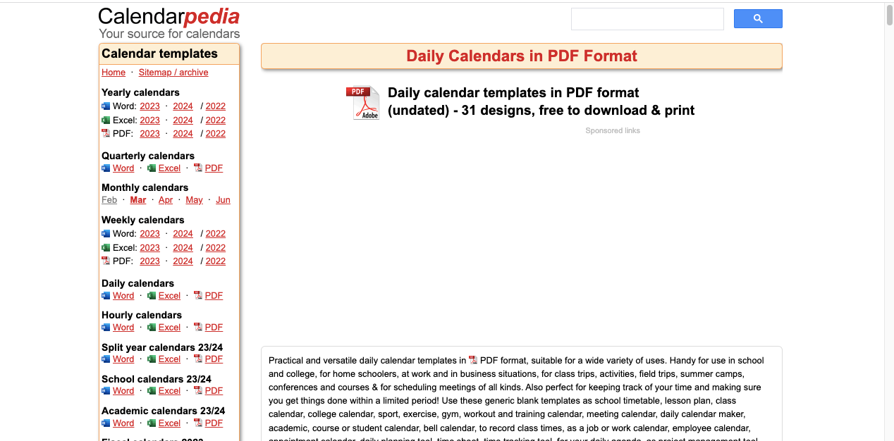 2023 Calendar - Free Printable PDF Templates - Calendarpedia