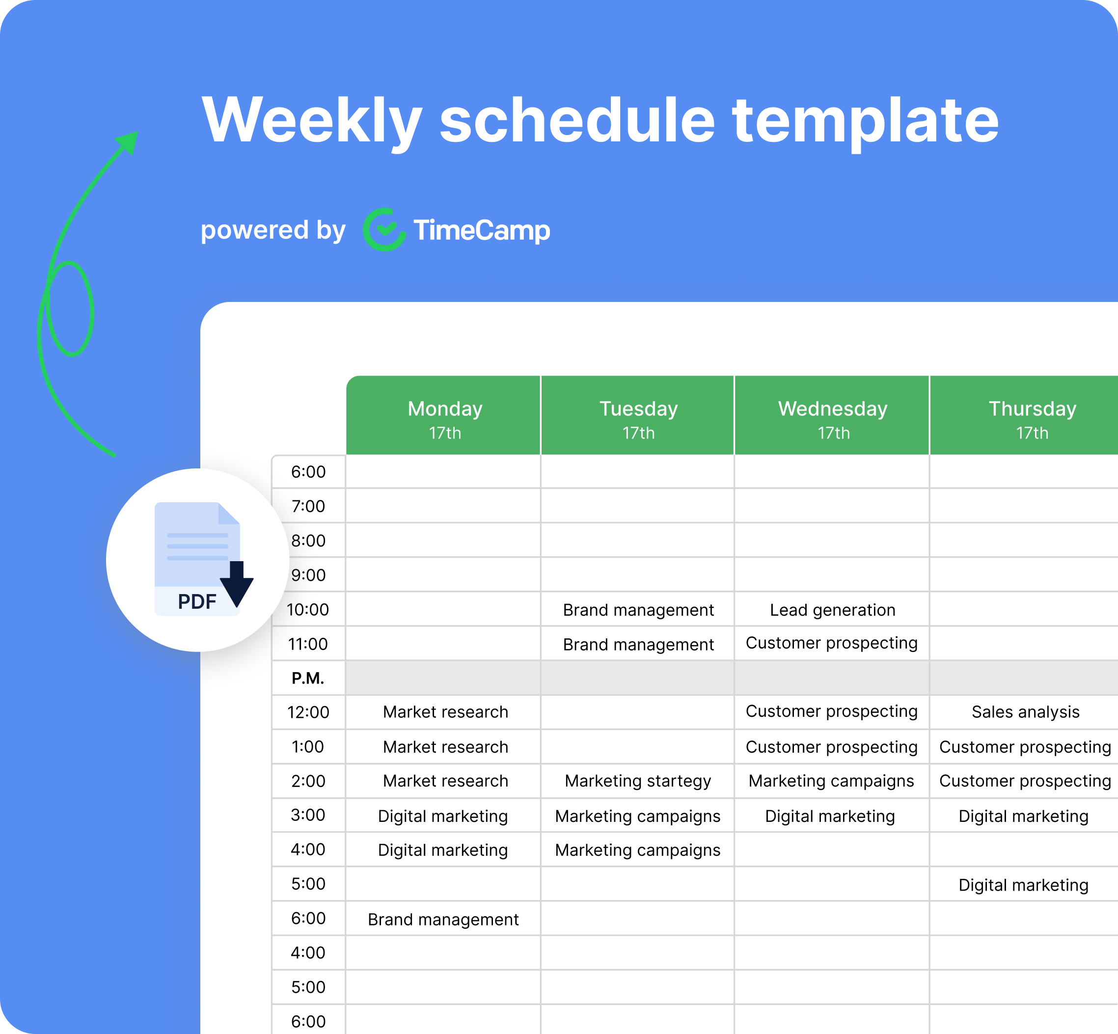 a download banner of weekly schedule template