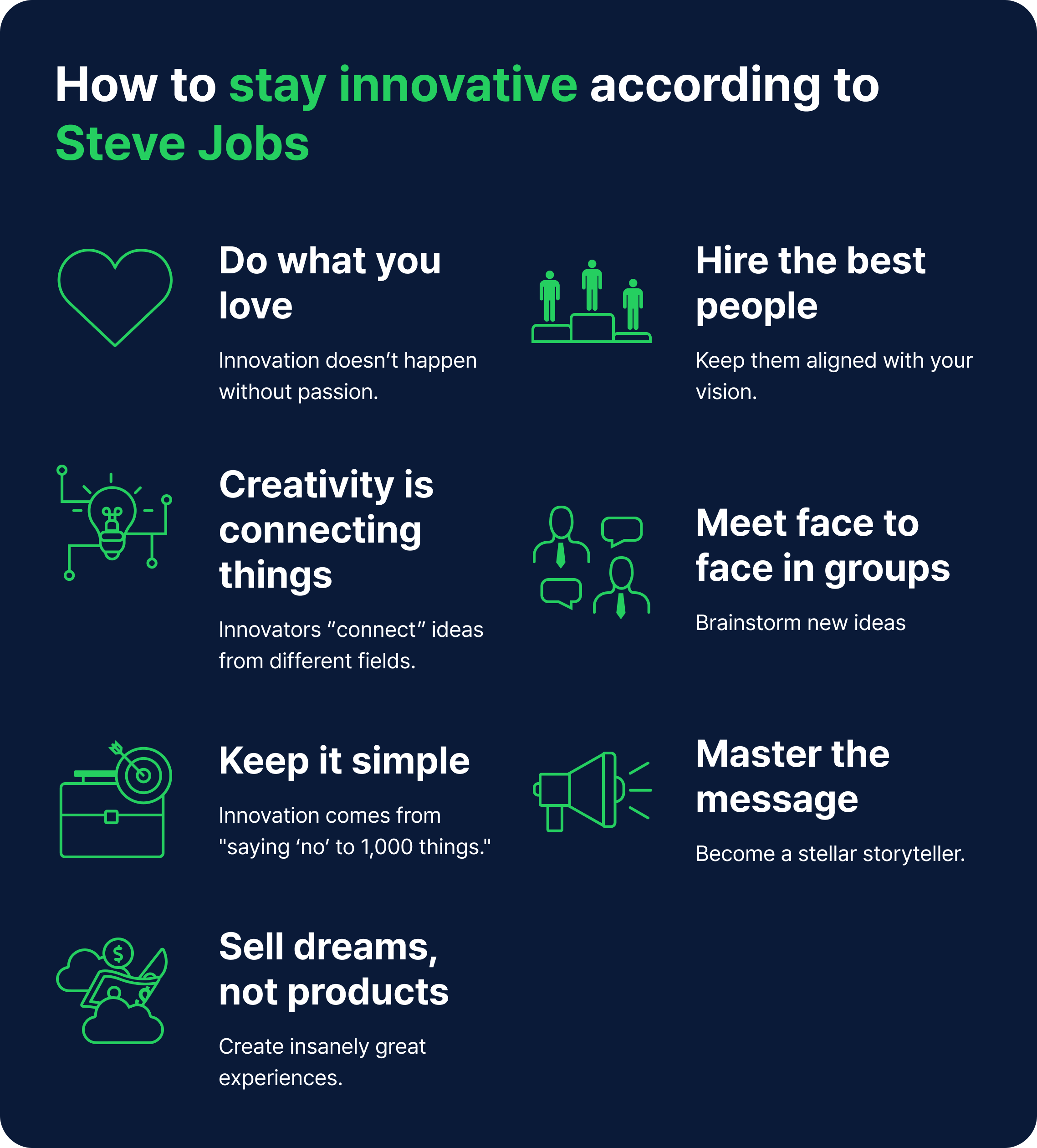 HOW TO STAY INNOVATIVE ACCORDING TO STEVE JOBS