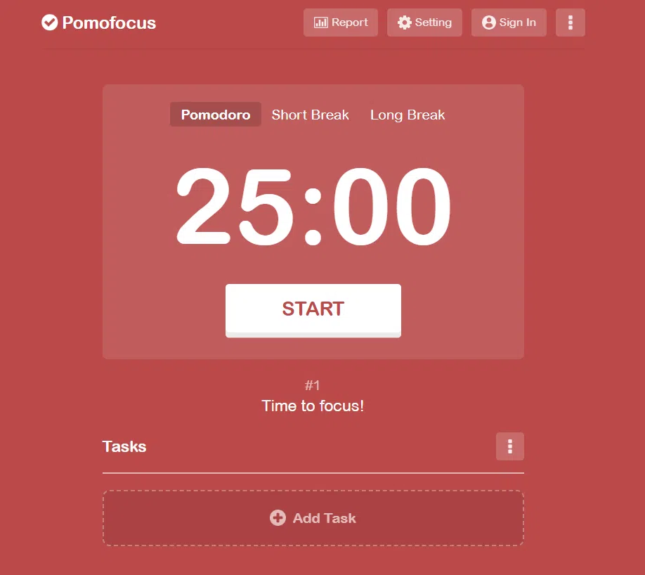 Pomofocus time tracker