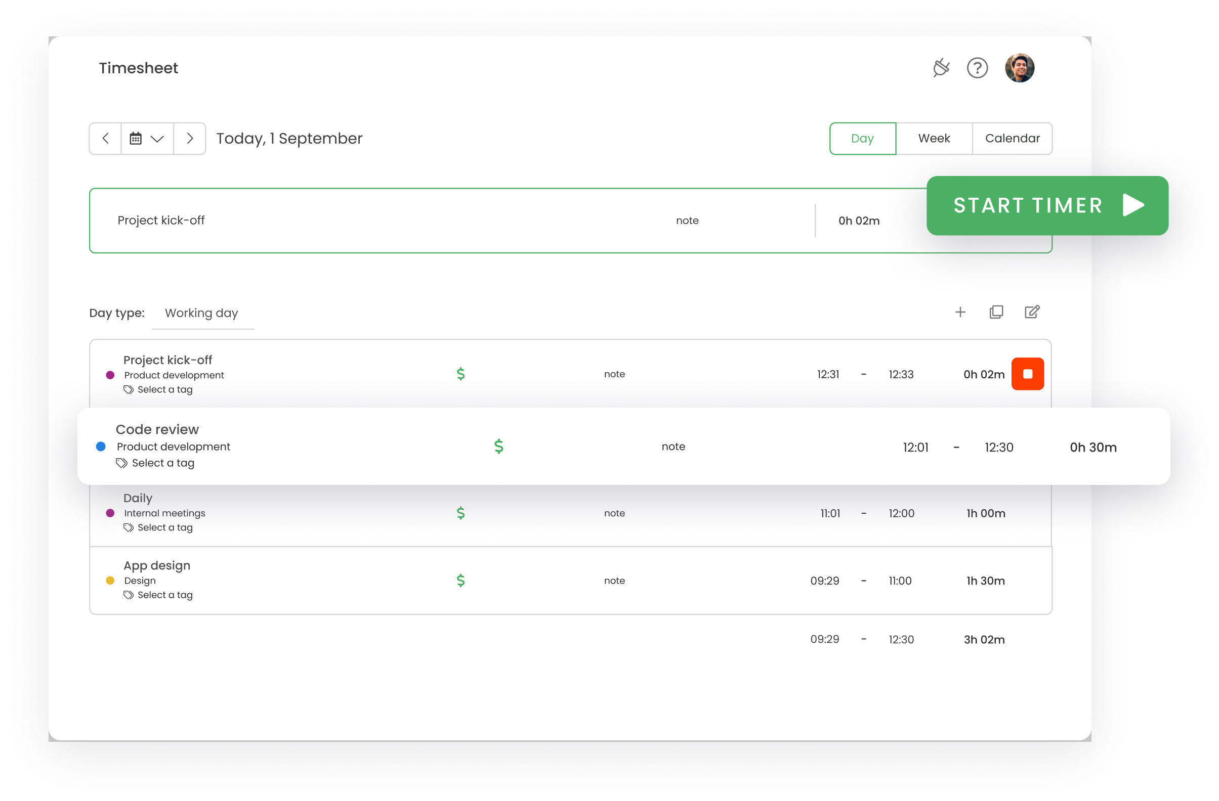 day view timesheet practices